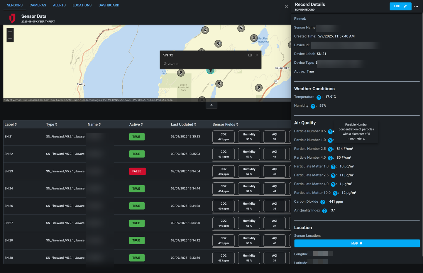 SenseNet Sensor List Dark Mode